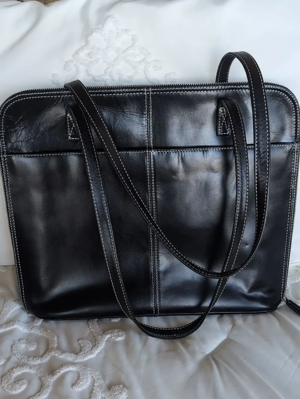 Latico UNISEX ♣️Black Leather Business Laptop Satchel Bag